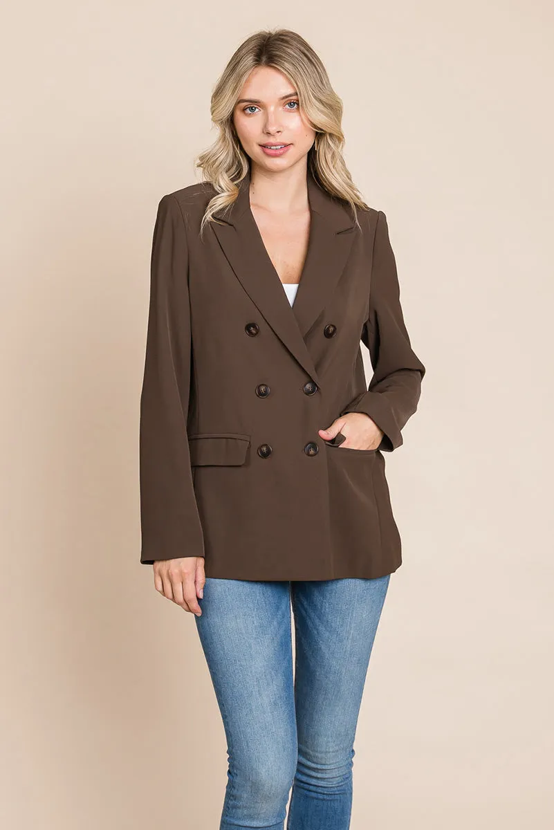 Double Breasted Lapel Collar Jacket Blazer