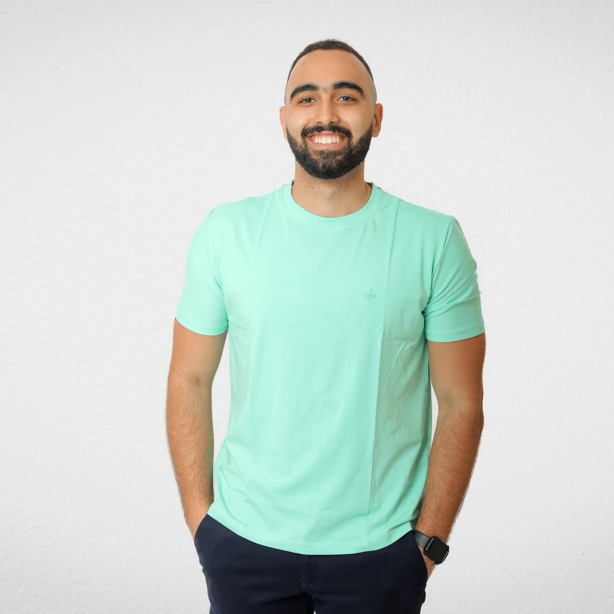 DUCHY Men "Basic" T-Shirt - Green  (100% Cotton)