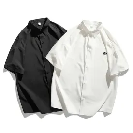 Elasticity Silky Simplicity Versatile Street Style Short Sleeve Shirt