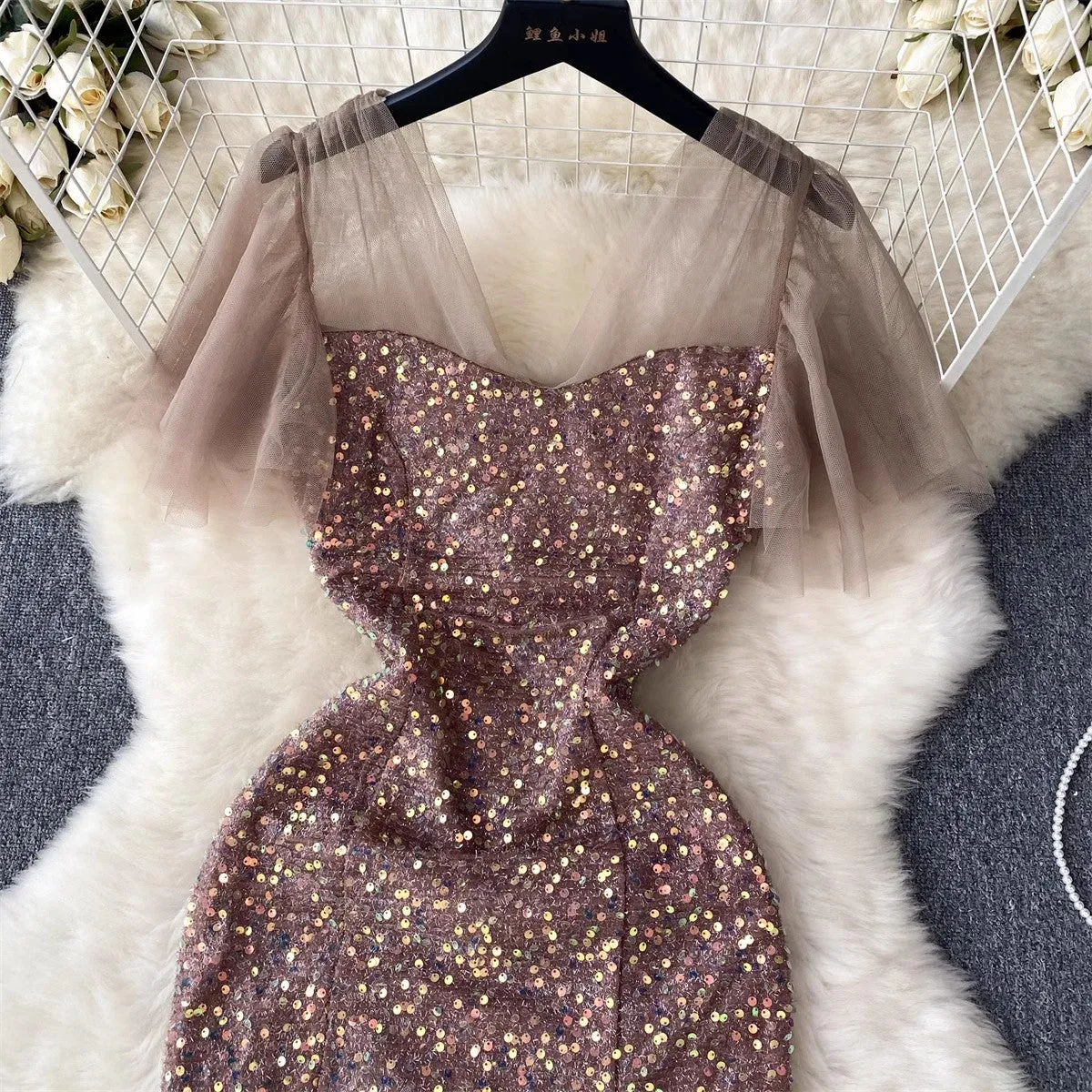 elegant sequin dress women's dress     S4654