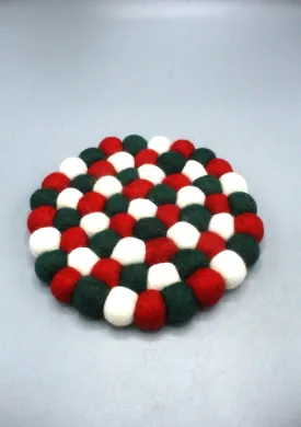 Felt Balls  Christmas  Vibes  Round Trivet