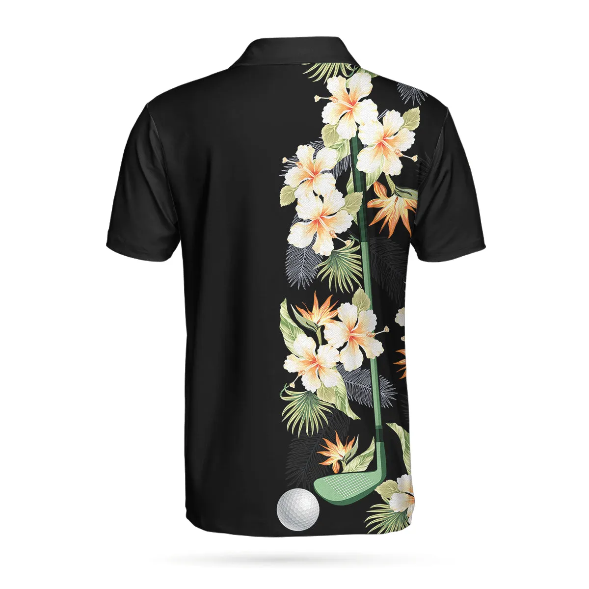 Floral Golf Club And Ball Polo Shirt, Wild Floral And Leaves Golfing Polo Shirt, Tropical Golf Shirt For Men Coolspod