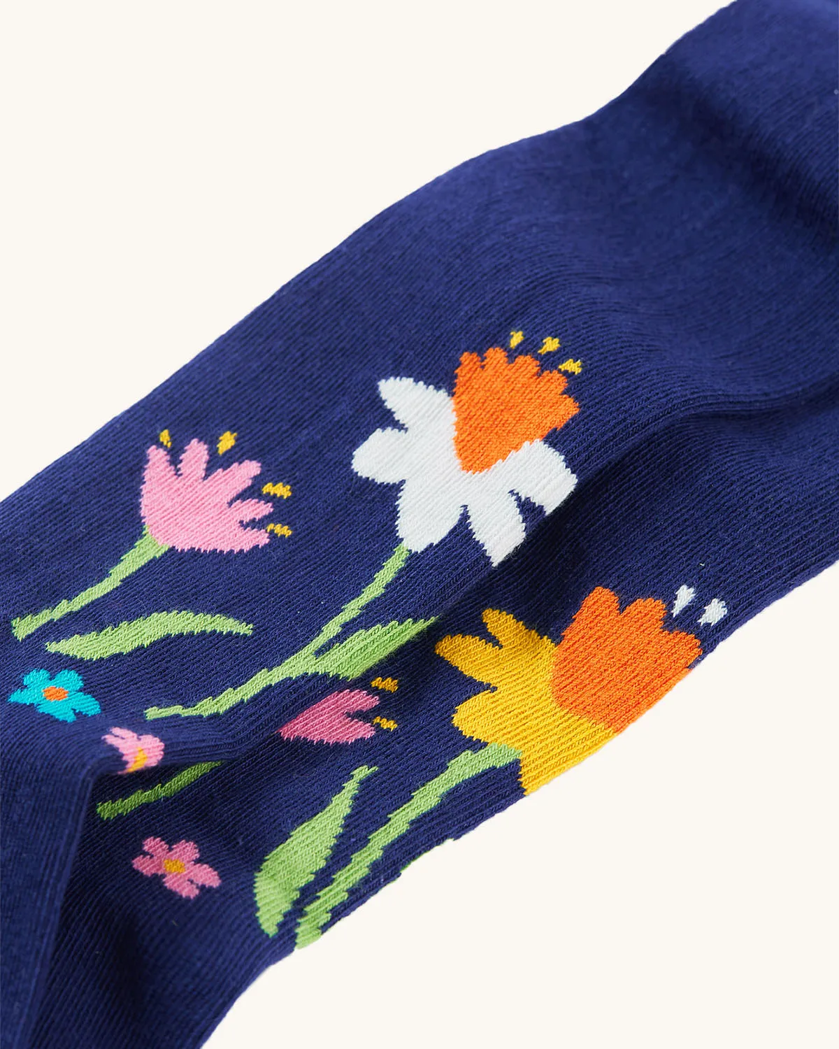 Frugi Little Norah Tights - Navy Blue / Flowers