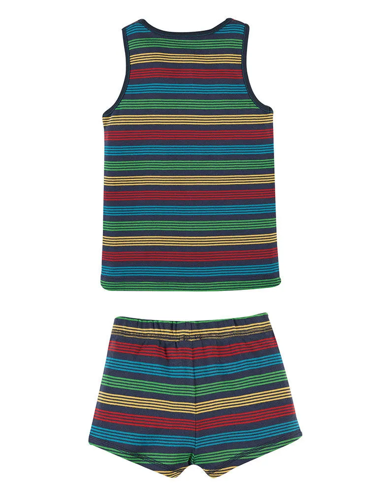 Frugi Tobermory Rainbow Stripe Vest and Boxer Pack