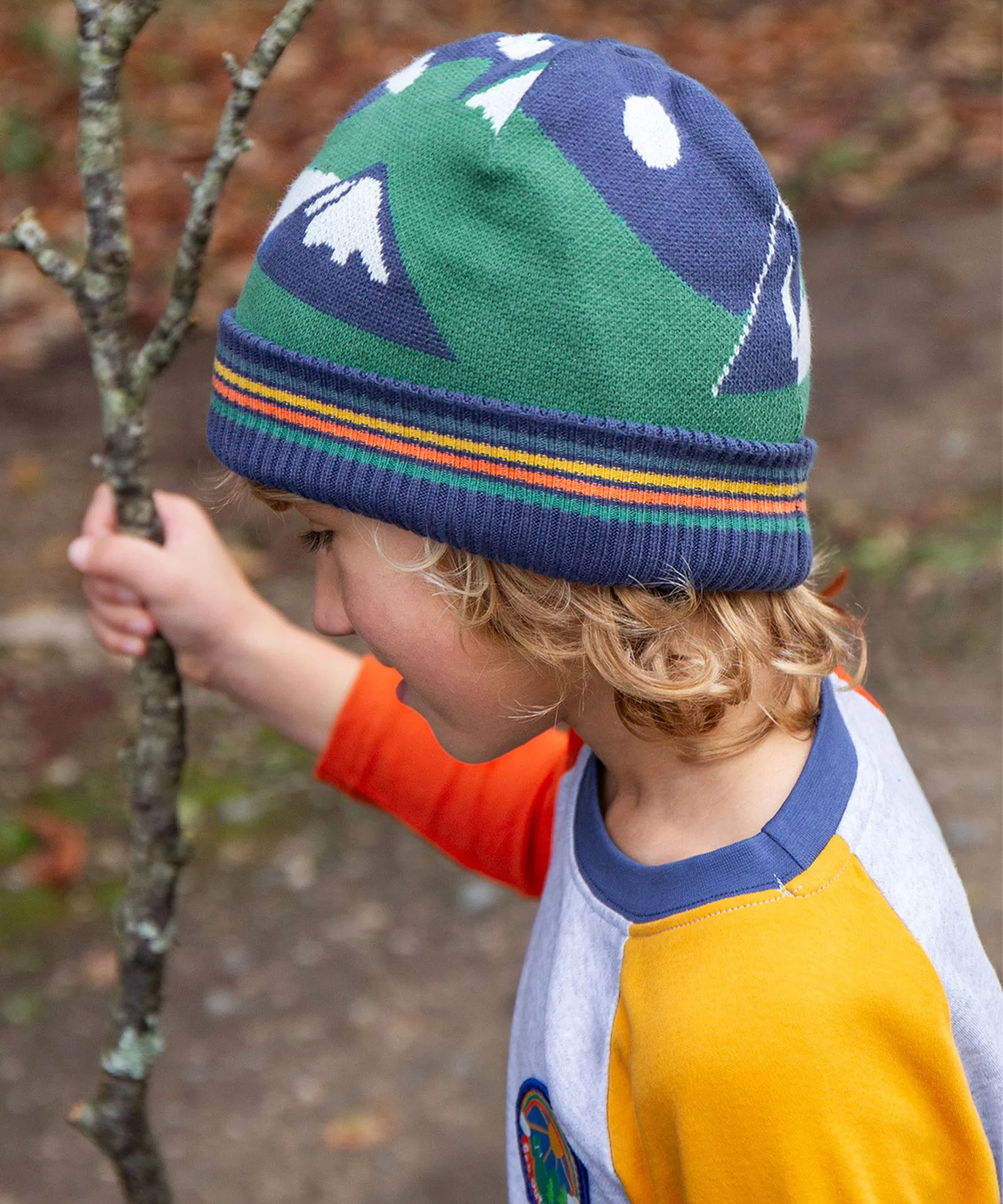 Frugi Voyager Reversible Hat - Navy Blue/Mountains