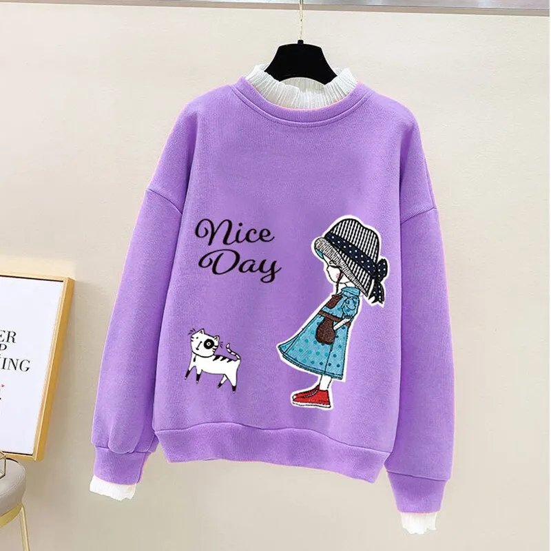 Girls Bear Cartoon Design Long Sleeve Cute Pullover For Kids