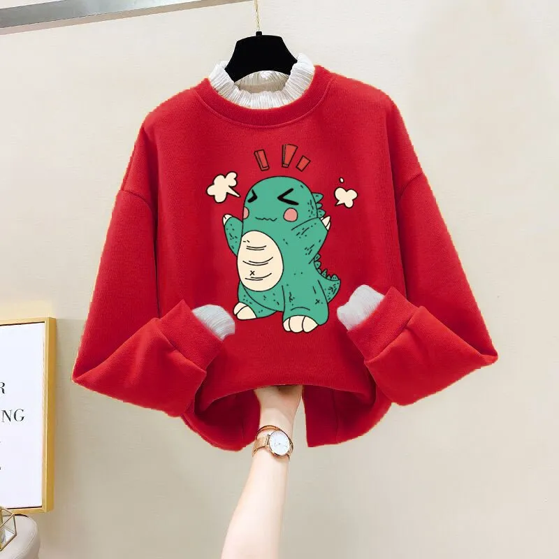 Girls Bear Cartoon Design Long Sleeve Cute Pullover For Kids