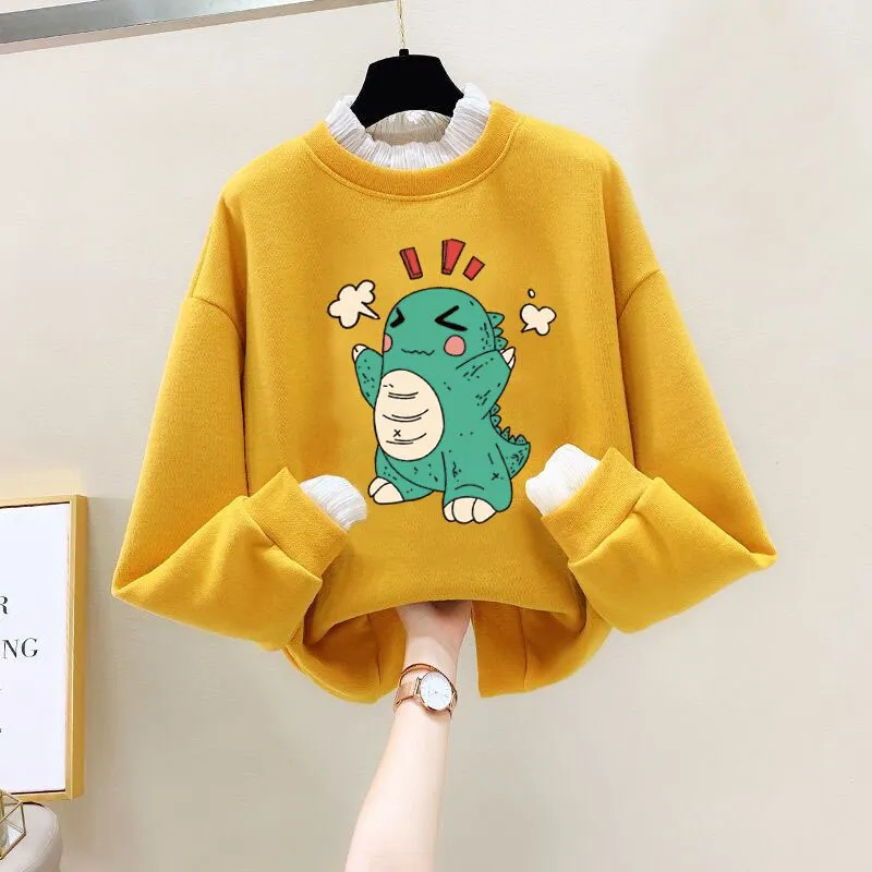 Girls Bear Cartoon Design Long Sleeve Cute Pullover For Kids