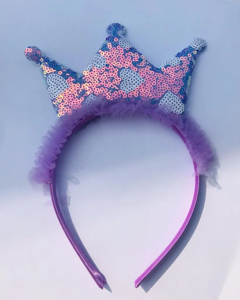 Girls purple sequin crown hair band