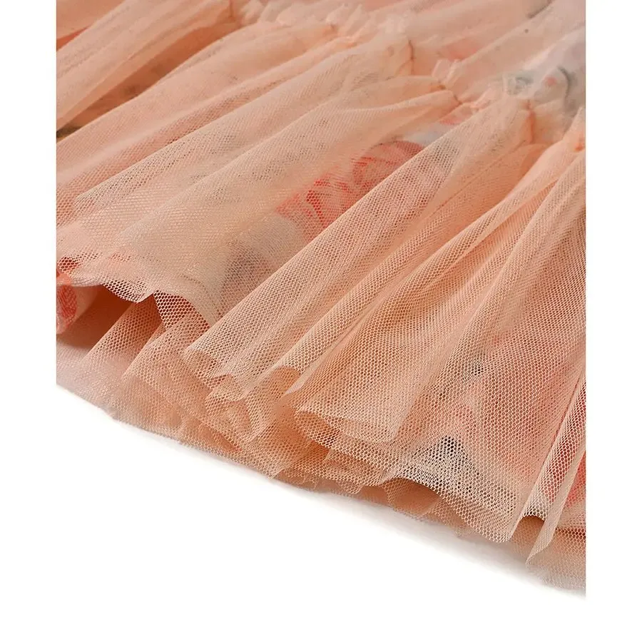 Girls Tulle Floral Net Dress