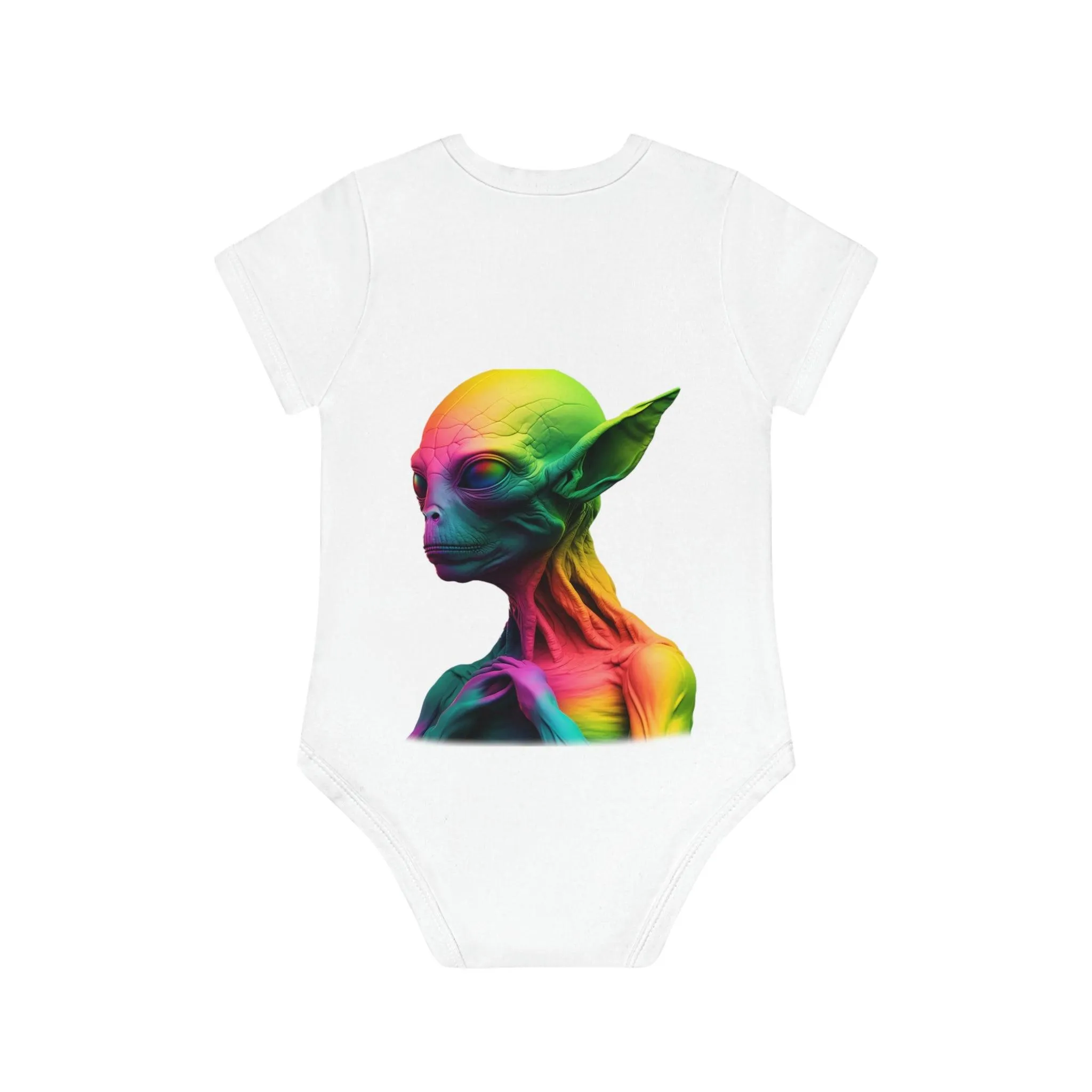 ,,HAPPY ALIEN" Baby Organic Short Sleeve Bodysuit