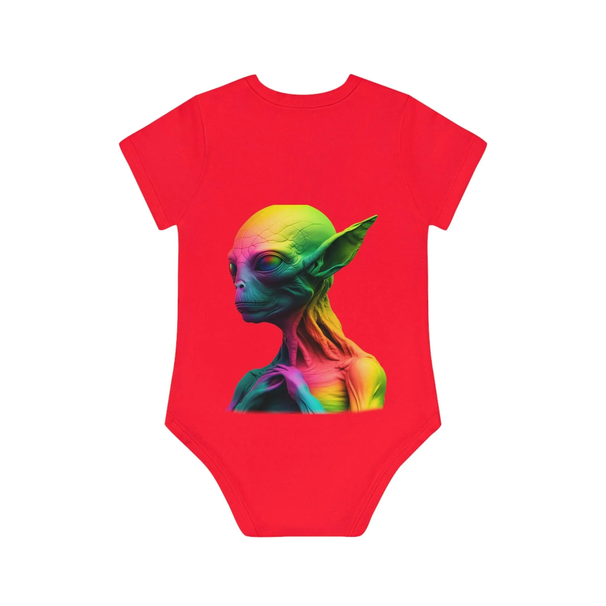 ,,HAPPY ALIEN" Baby Organic Short Sleeve Bodysuit