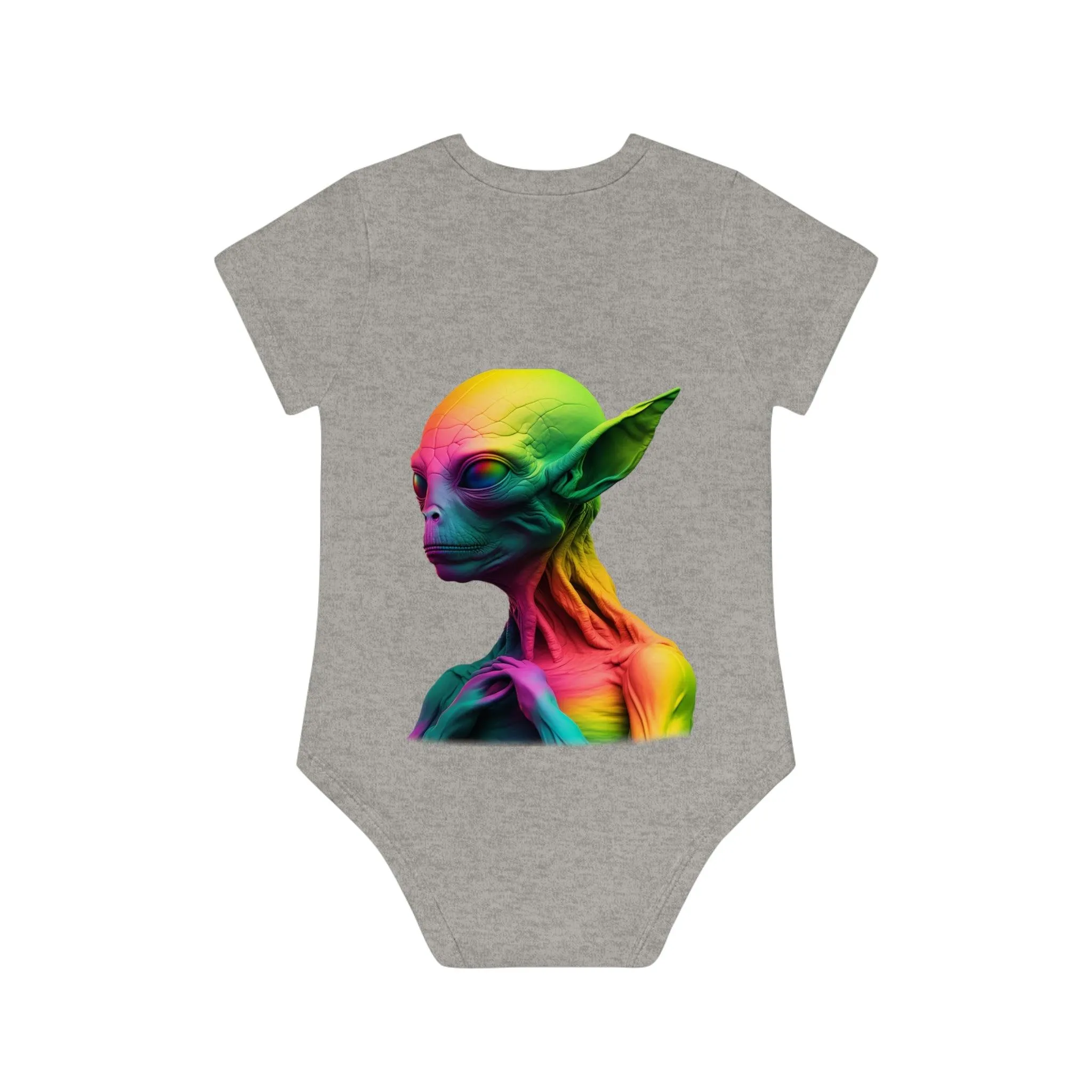 ,,HAPPY ALIEN" Baby Organic Short Sleeve Bodysuit