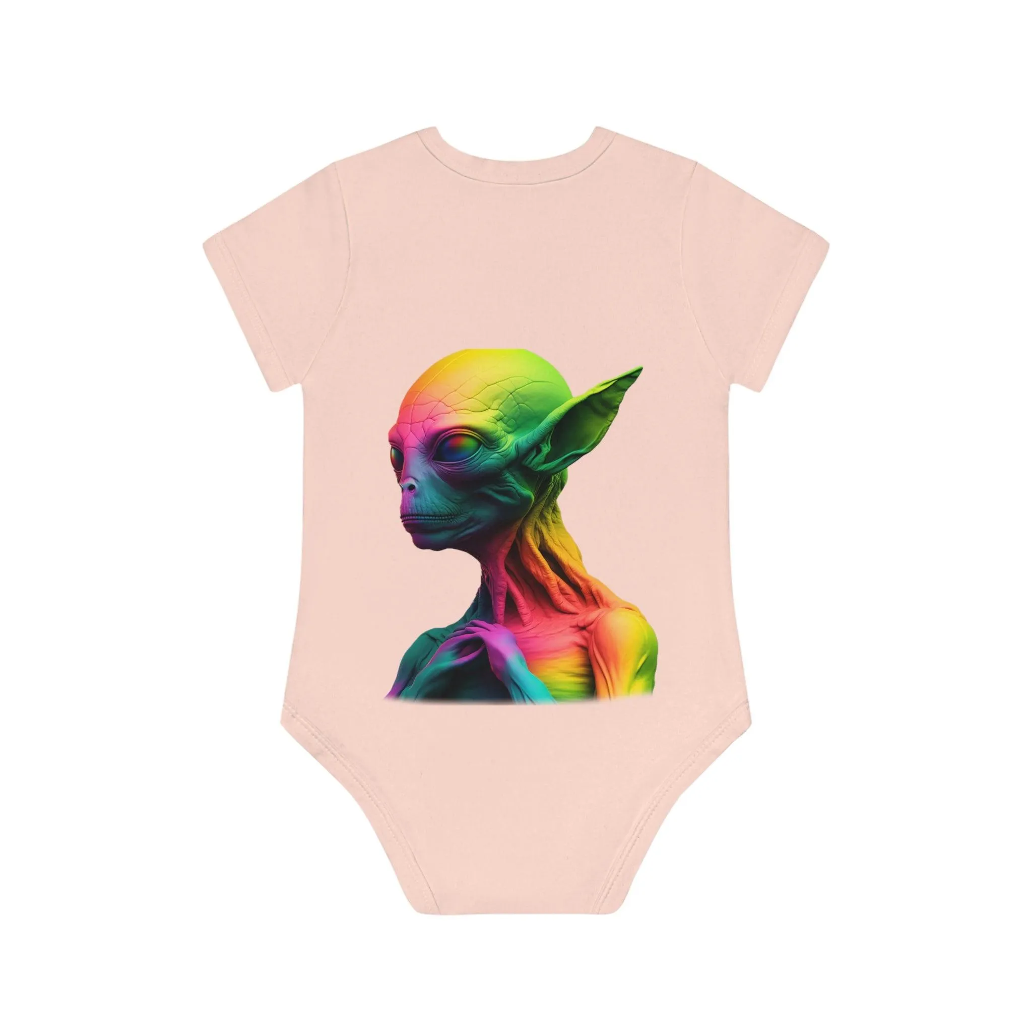 ,,HAPPY ALIEN" Baby Organic Short Sleeve Bodysuit