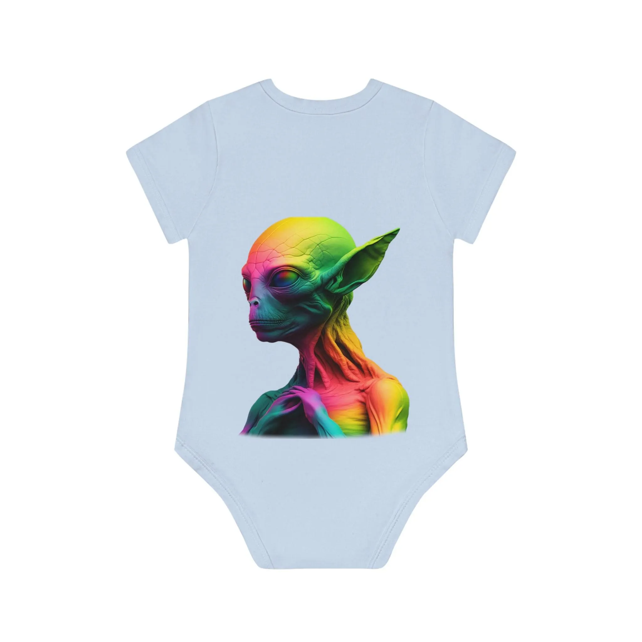 ,,HAPPY ALIEN" Baby Organic Short Sleeve Bodysuit