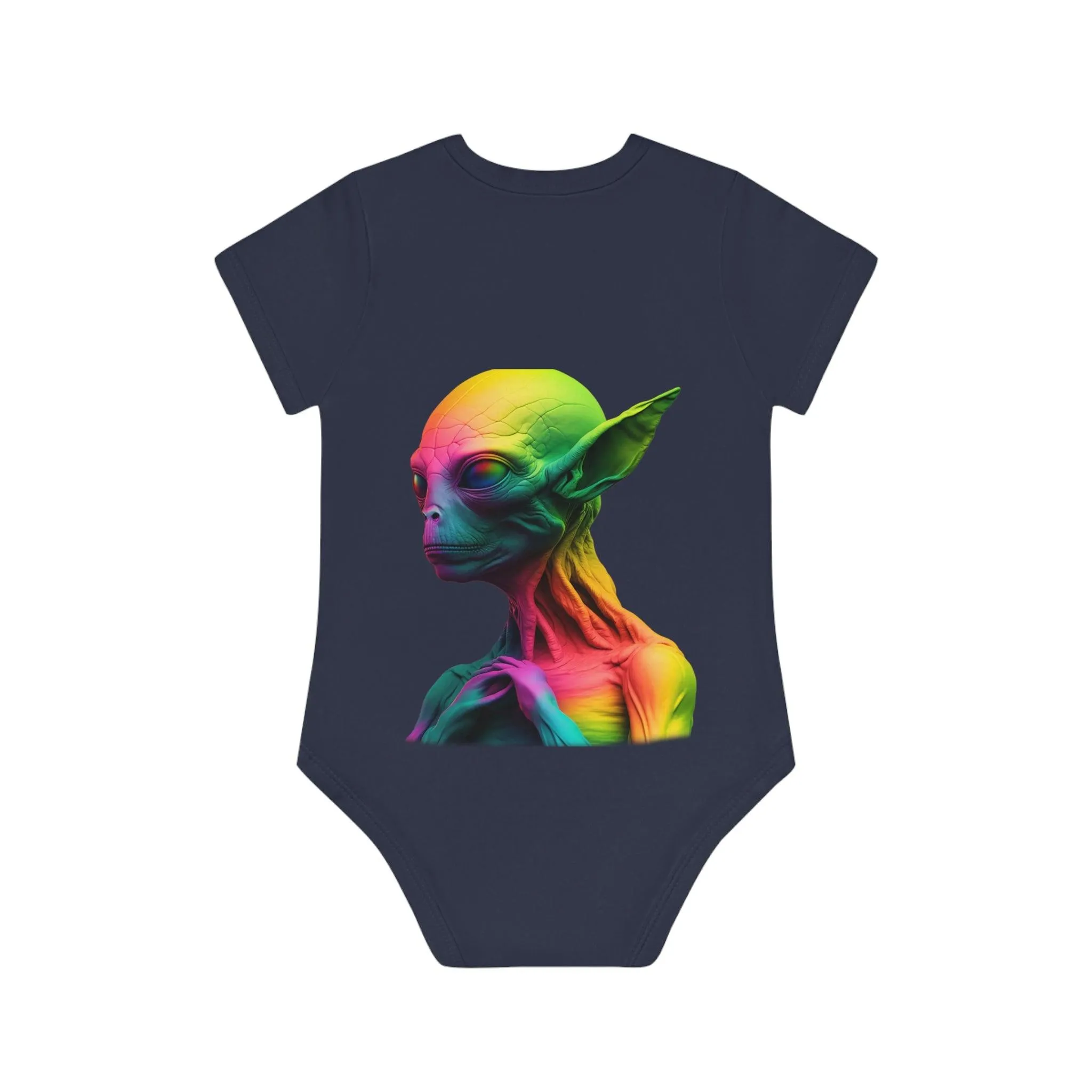 ,,HAPPY ALIEN" Baby Organic Short Sleeve Bodysuit