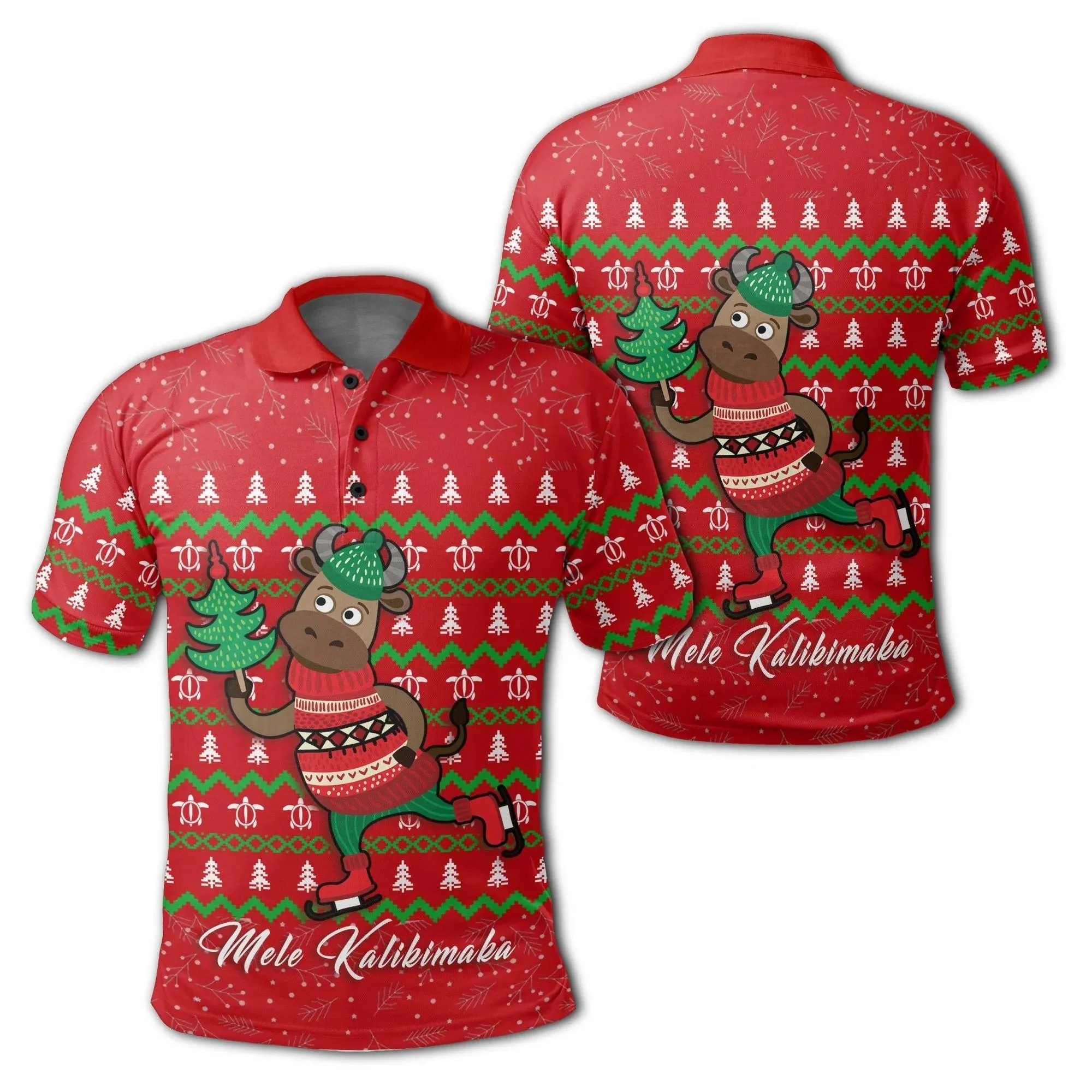 Hawaiian Turtle Christmas Polo Shirt Red Felix Style