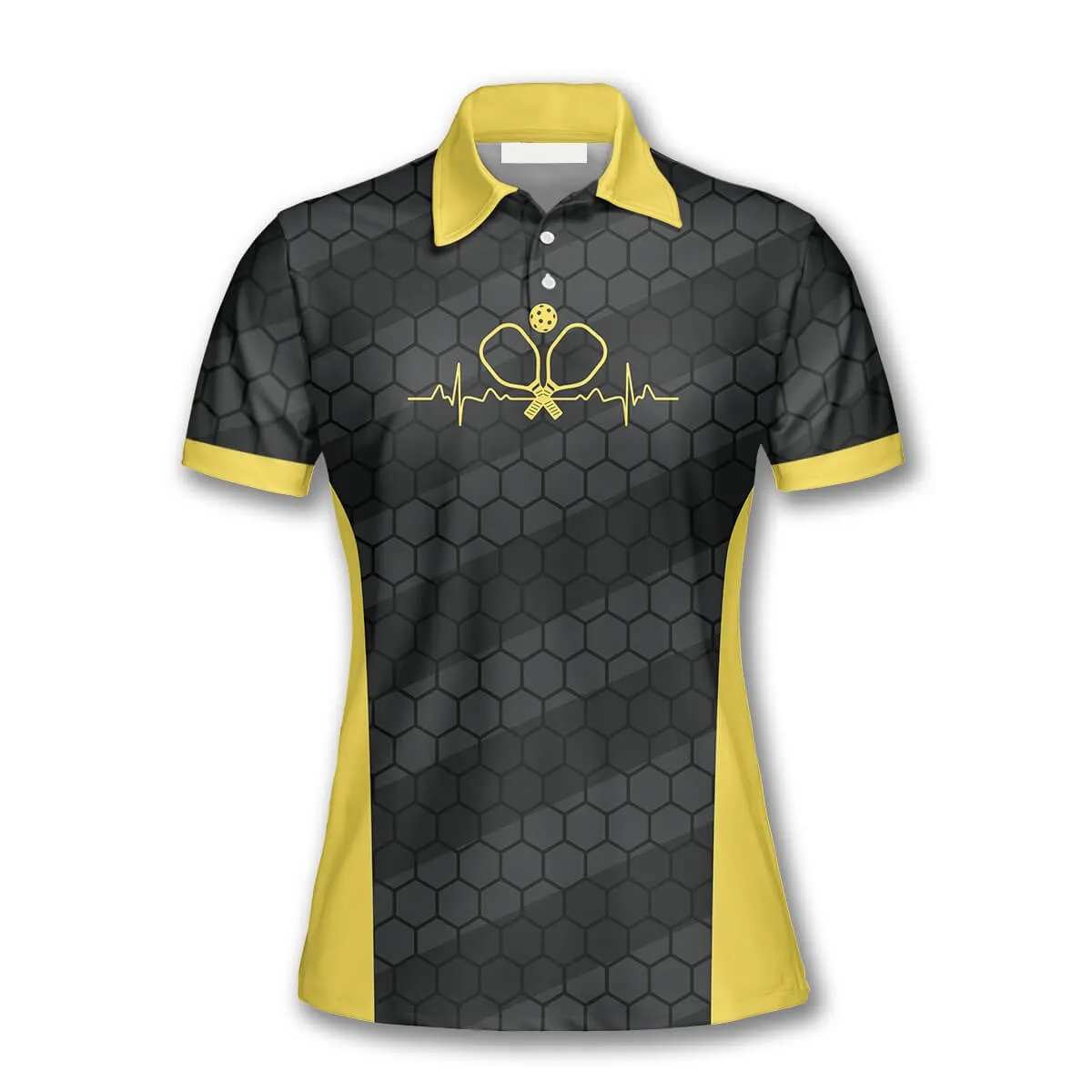 Heartbeat Honeycomb Pattern Custom Pickleball Polo Shirts for Women