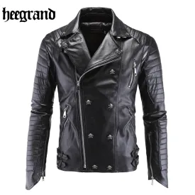 HEE GRAND Pilot Leather Motorcycle Bomber Jacket For Men Fashion PU Suede Outwear