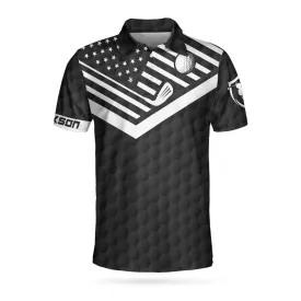 Hole In One Is Perfect Black American Flag Golf Custom Polo Shirt For Men, Best Gift For Golfers Coolspod