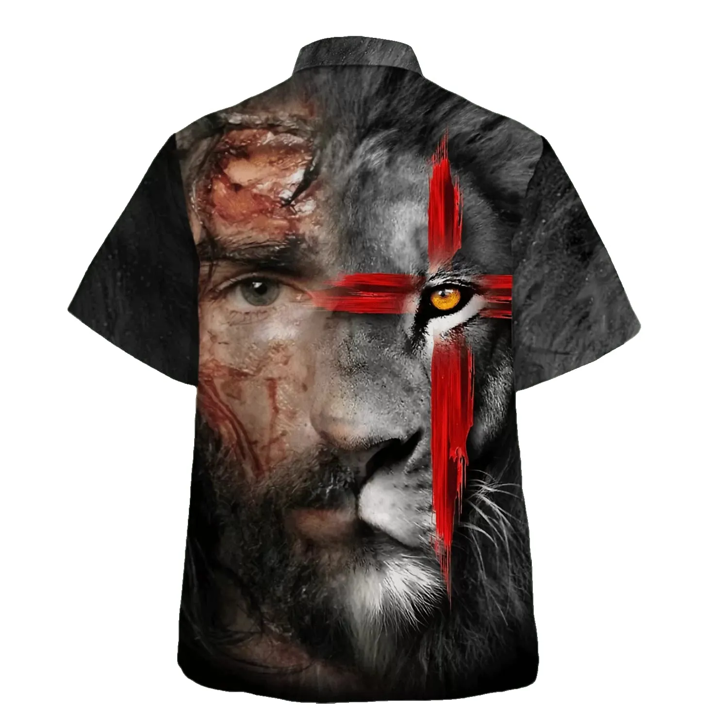 Jesus And Lion King Hawaiian Shirts For Men - Christian Hawaiian Shirt - Hawaiian Summer Shirts