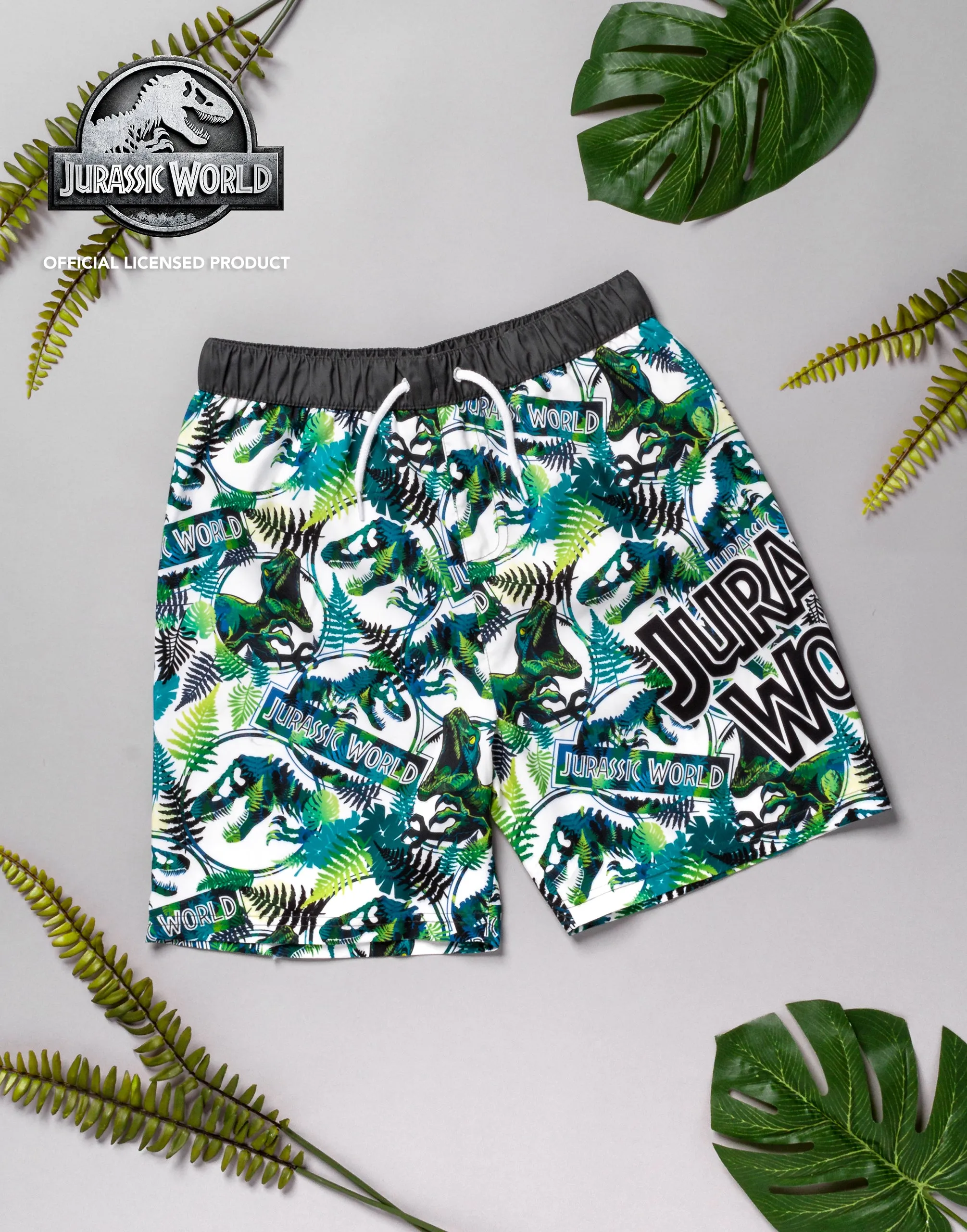 Jurassic World Logo Boys Green Swim Shorts