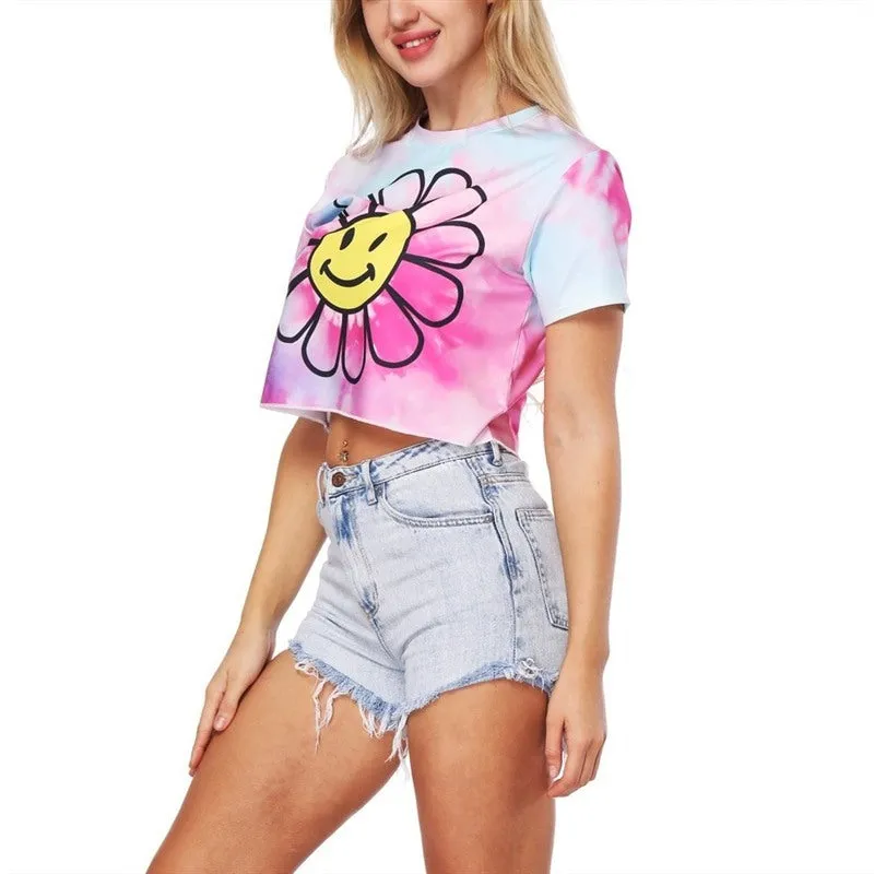 Kawaii Cute Emoji Flower Lovely Print Tees