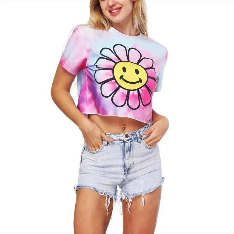 Kawaii Cute Emoji Flower Lovely Print Tees