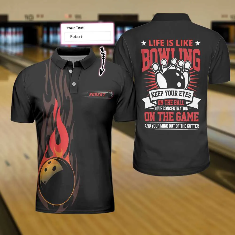 Keep Your Eyes On The Balls Bowling Custom Polo Shirt, Personalized Bowling Shirt For Men Coolspod