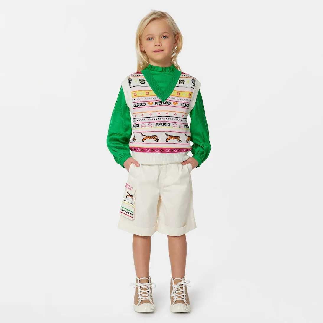 Kenzo Kids cotton blend vest, white