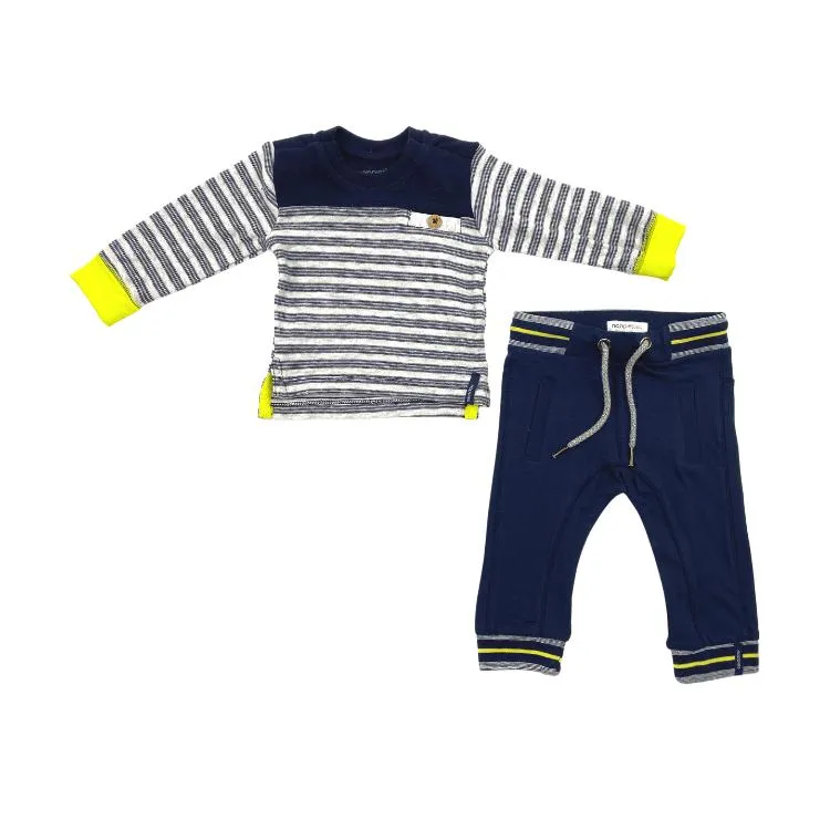 Long Sleeve Tee Ty Stripe   Sweat Pants Set, Navy