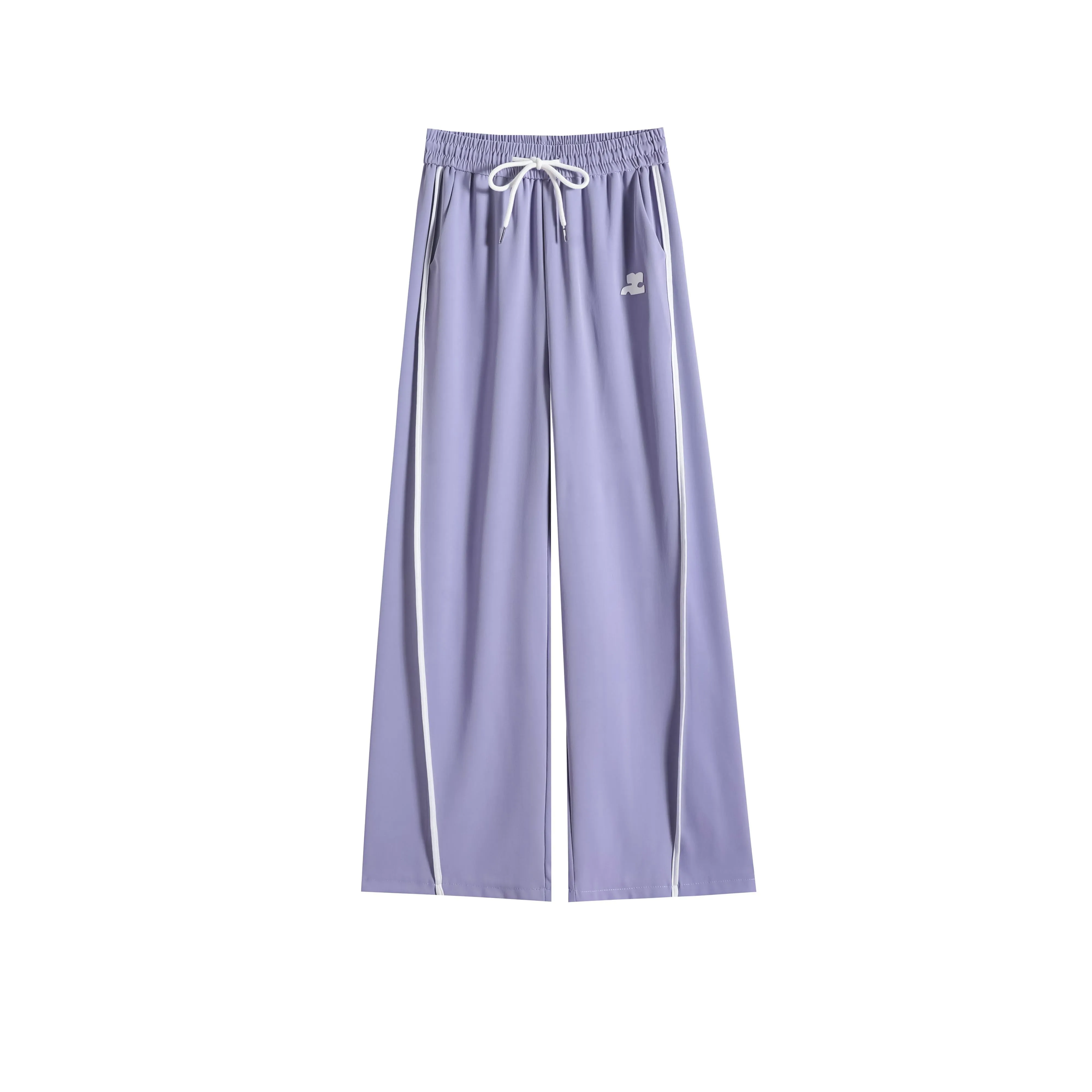 Loose-Fit Silky Elasticity Straight Stripe Straight-Leg Pants