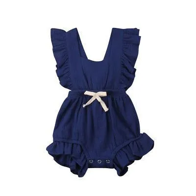 Lotus leaf lace sleeve bow baby dress