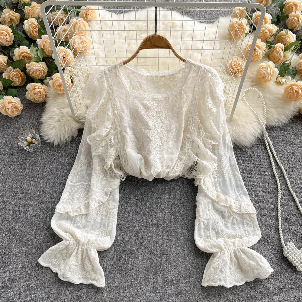 Lovely lace long sleeve top      S251