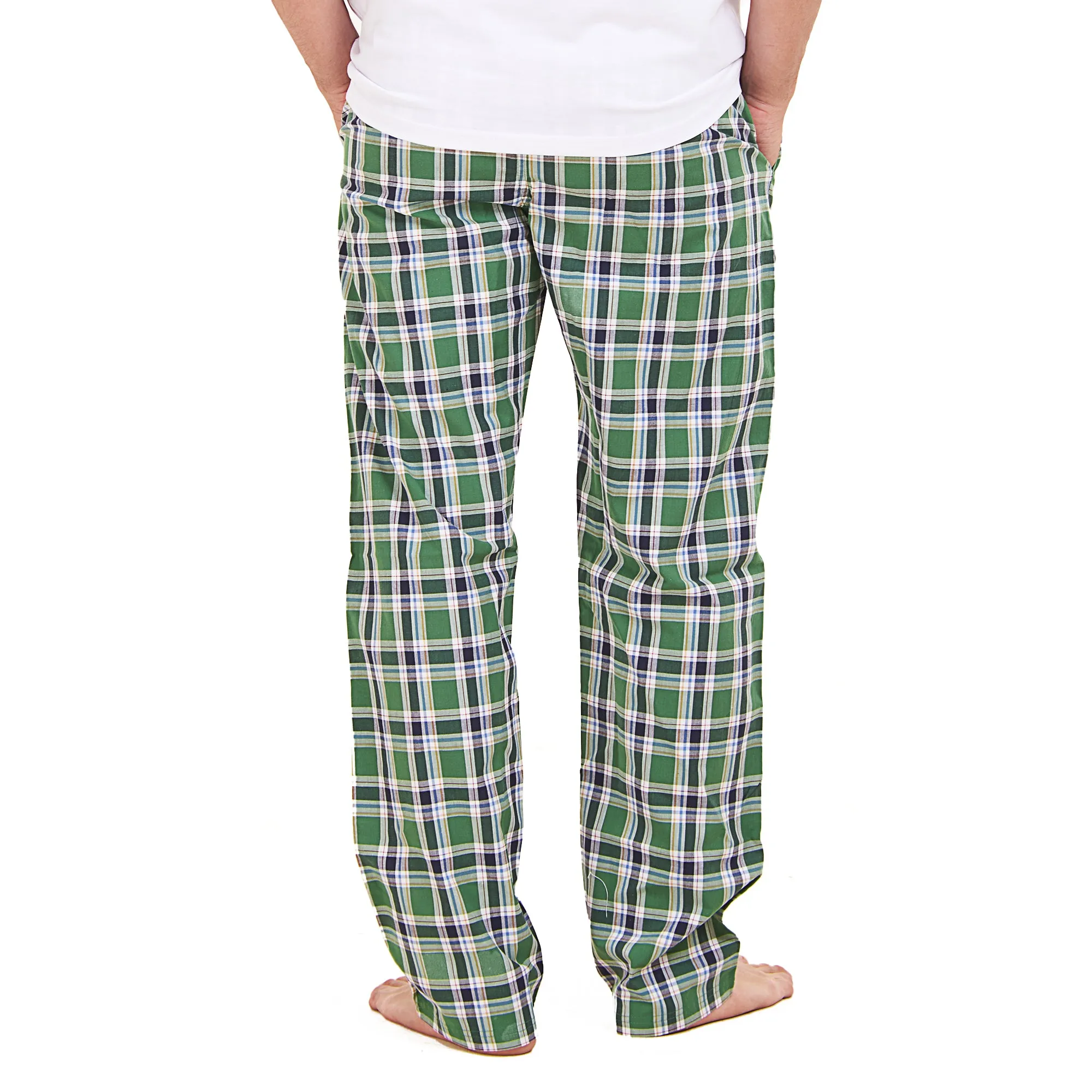 Men summer Green x Dark Blue checkered pants