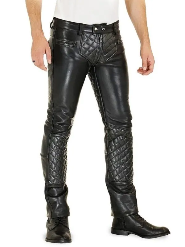 Men's Leather Quilted Pants