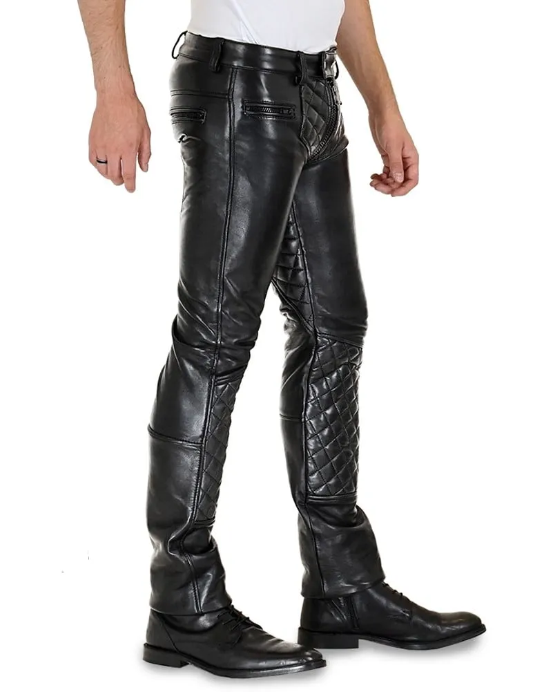 Men's Leather Quilted Pants