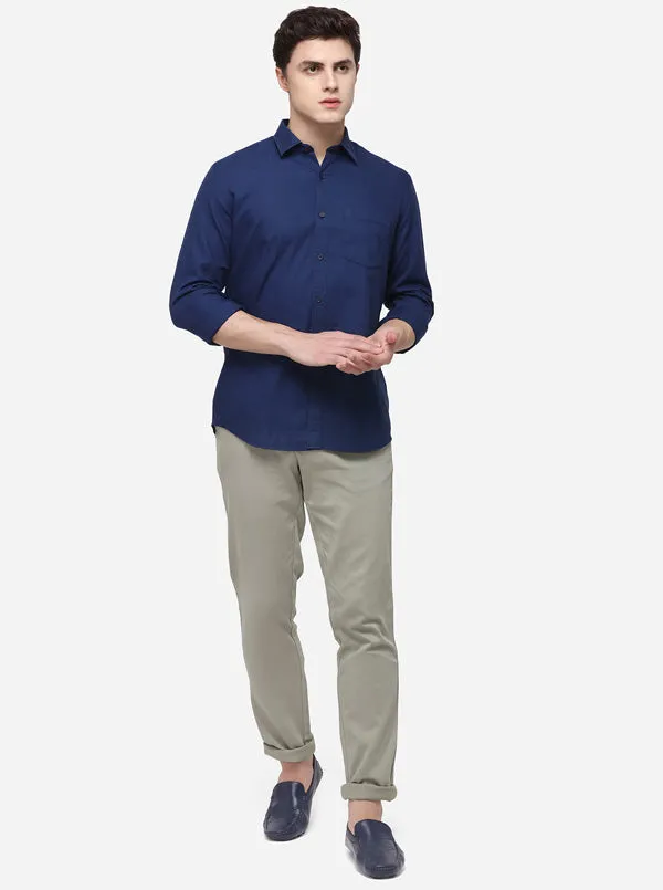 Midnight Blue Smart Fit Solid Casual Shirt | Greenfibre