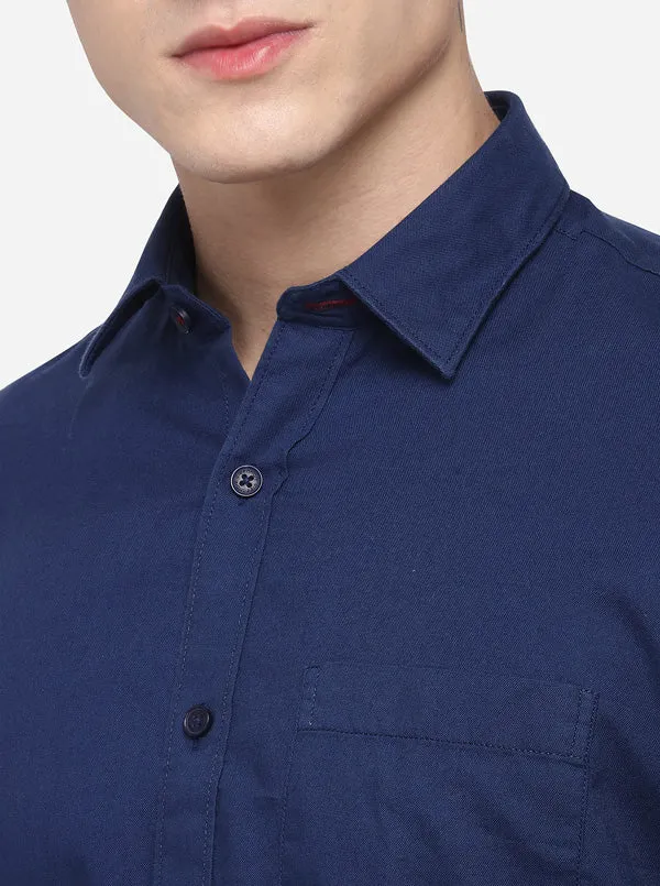 Midnight Blue Smart Fit Solid Casual Shirt | Greenfibre