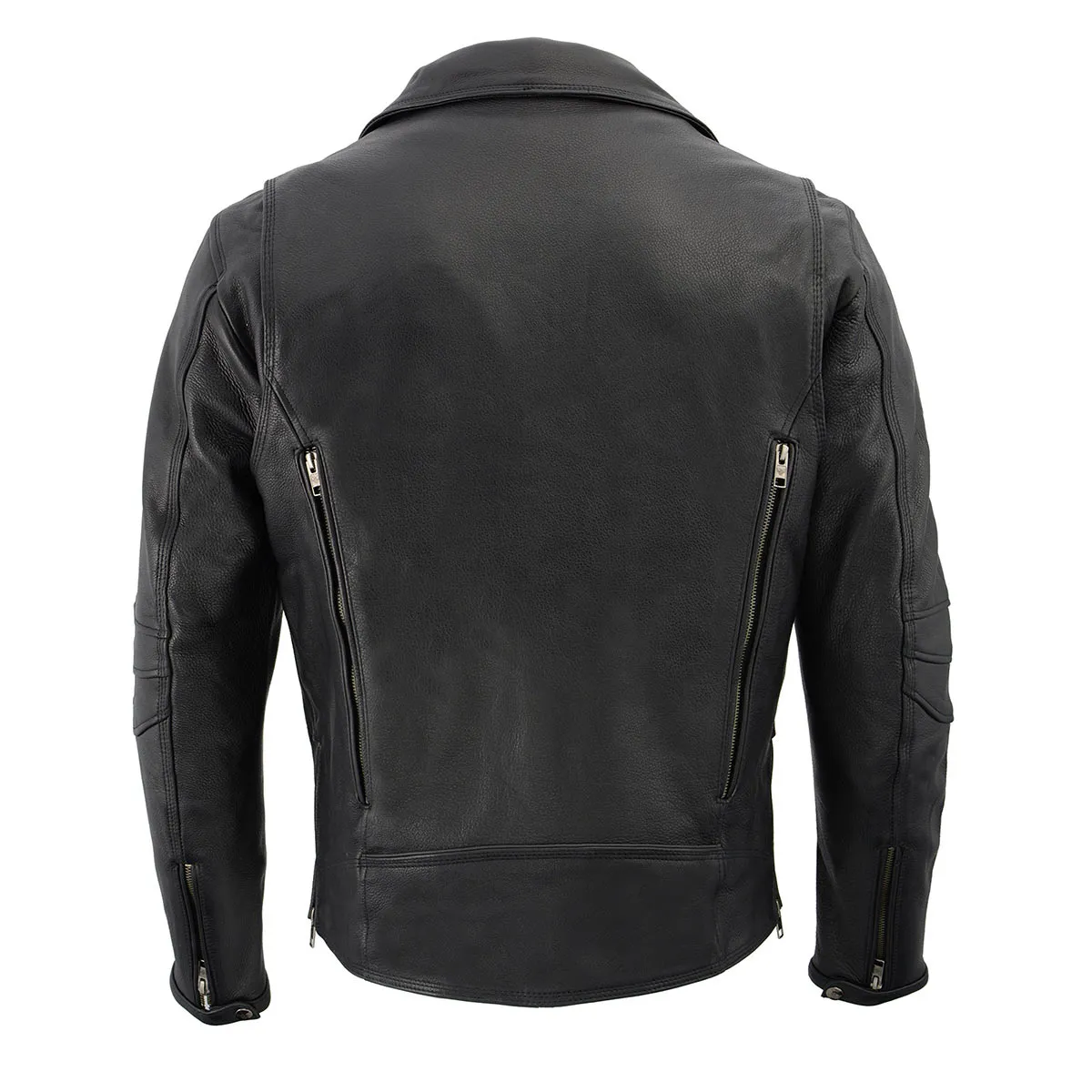 Milwaukee Leather MLM1515 Men's Classic Beltless Black Leather Triple Stitched Motorcycle Biker Rider Jacket