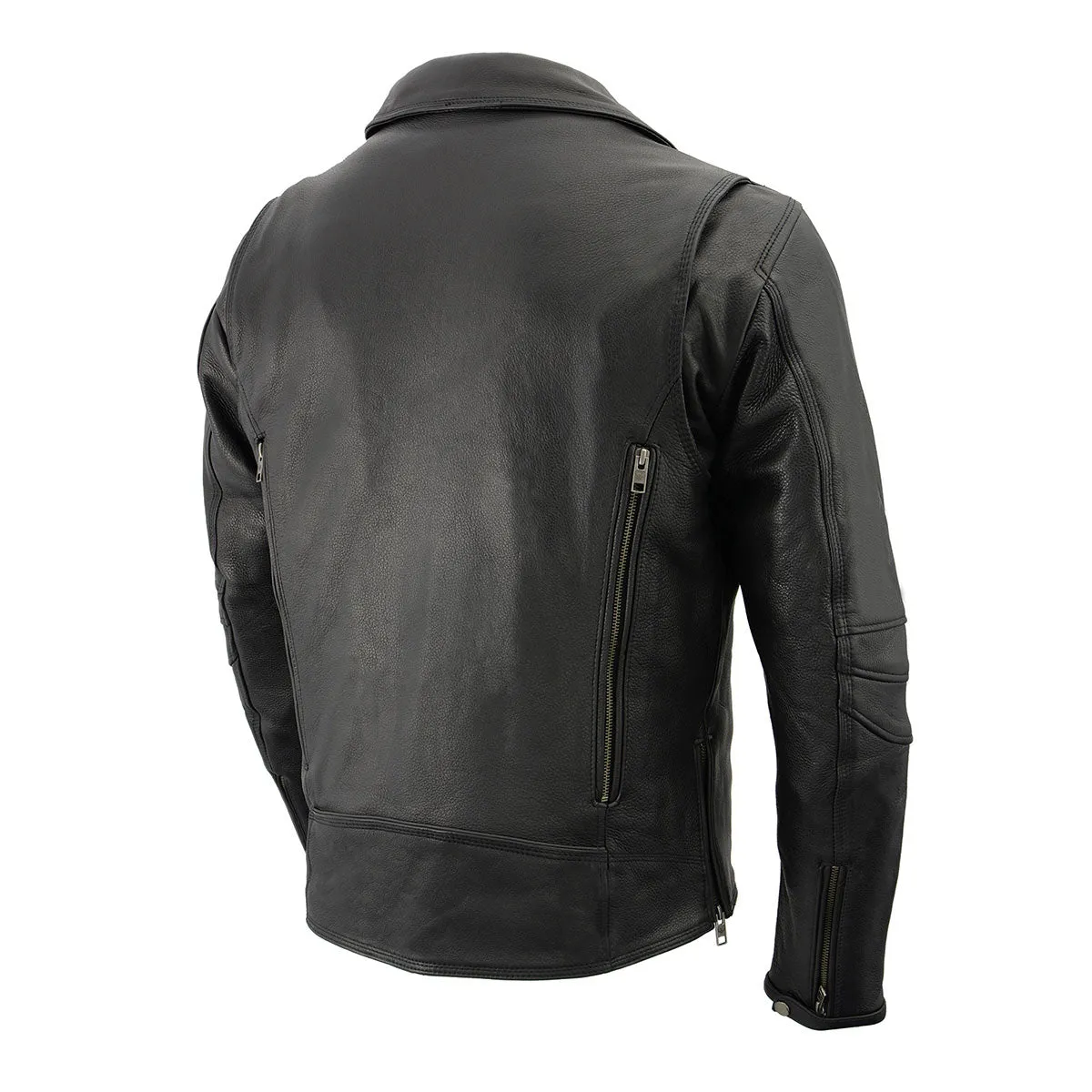 Milwaukee Leather MLM1515 Men's Classic Beltless Black Leather Triple Stitched Motorcycle Biker Rider Jacket