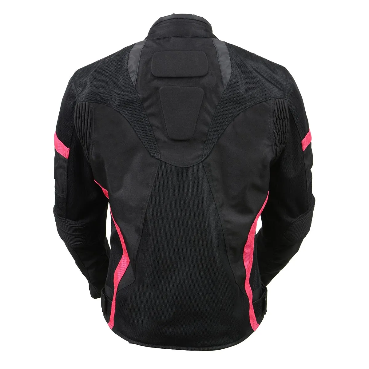 Milwaukee Leather MPL2794 Black and Pink Mesh/Textile Armored Motorcycle Racer Jacket for Women - All Season Jackets