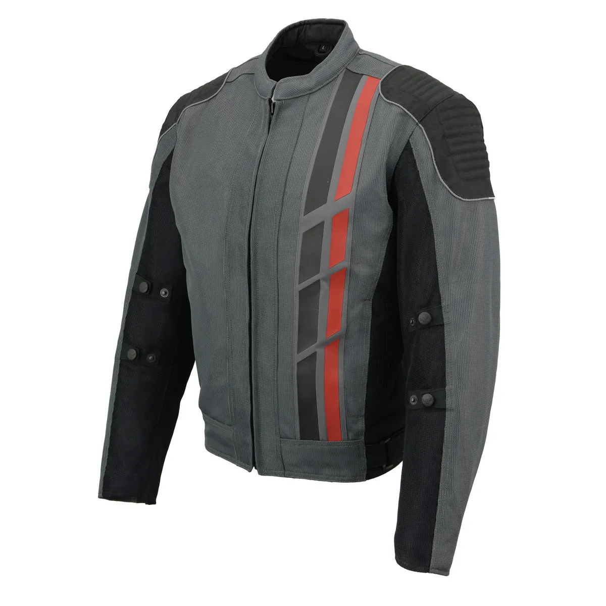 Milwaukee Leather MPM1752 Men's Black/Grey Textile and Mesh Armored Motorcycle Biker Racing Jacket