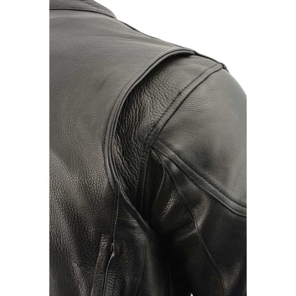 Milwaukee Leather SH1010 Men's 'Scooter' Black Vented Motorcycle Leather Jacket with Side Laces in Tall Sizes