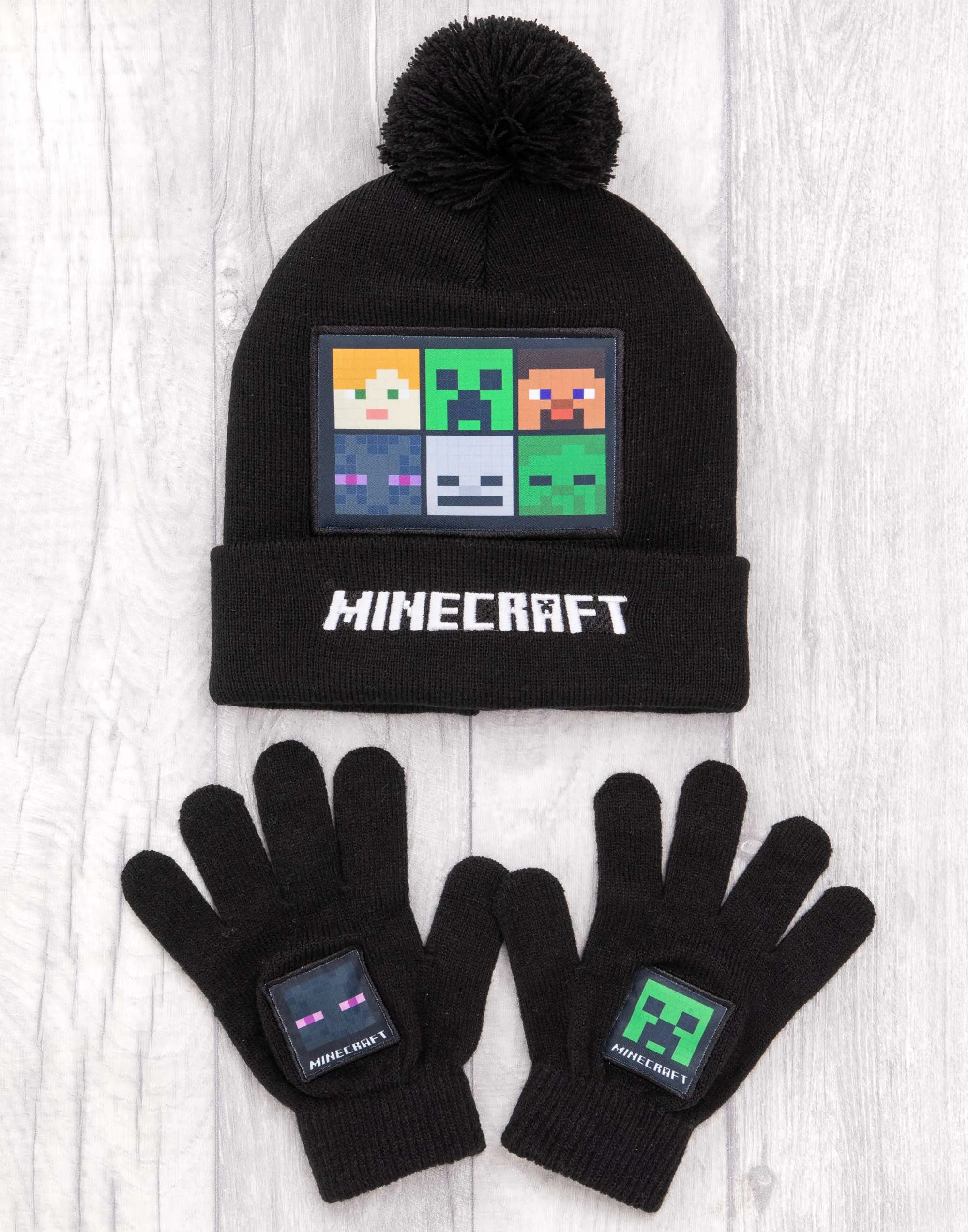 Minecraft Characters Boys Black Beanie Hat