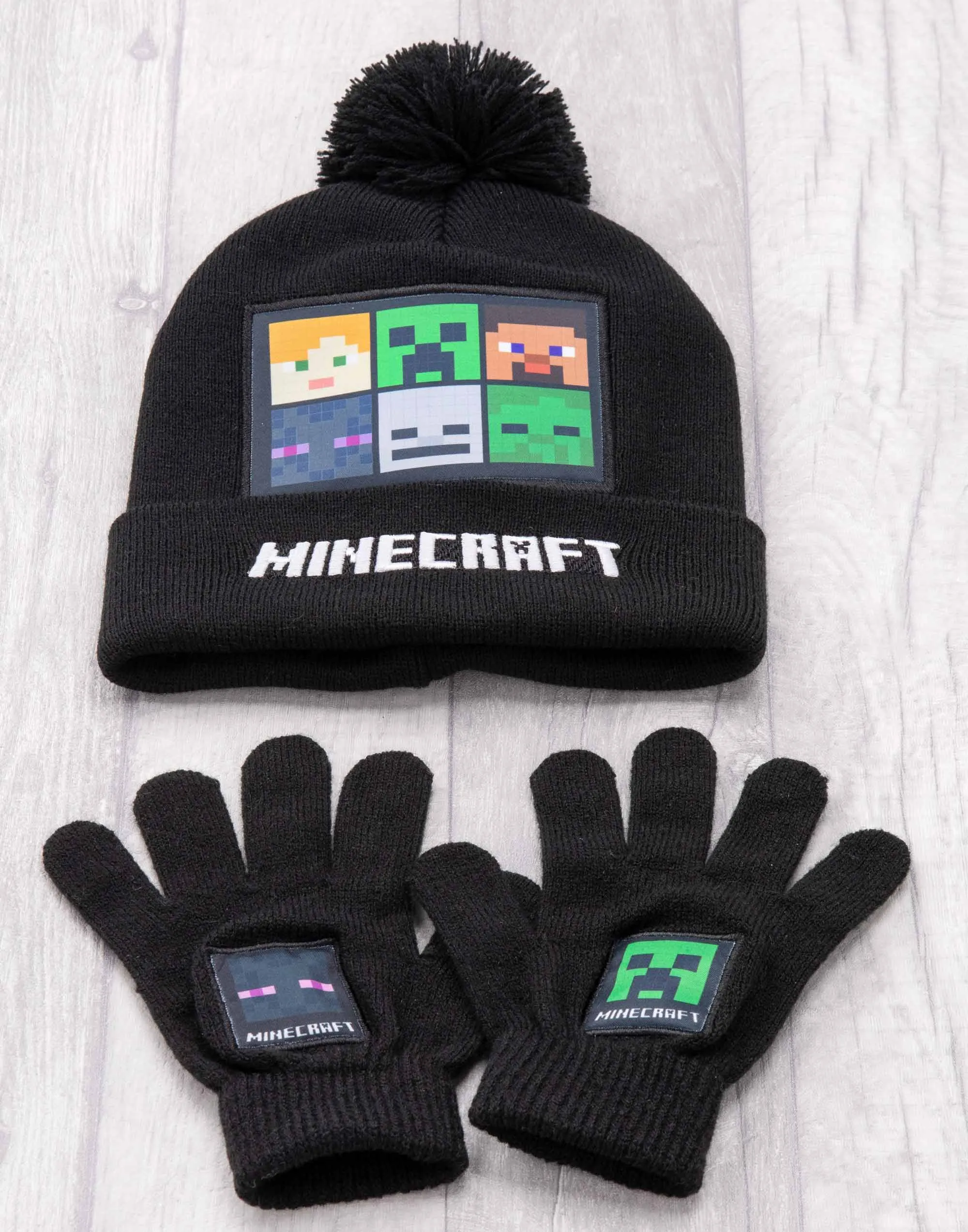 Minecraft Characters Boys Black Beanie Hat