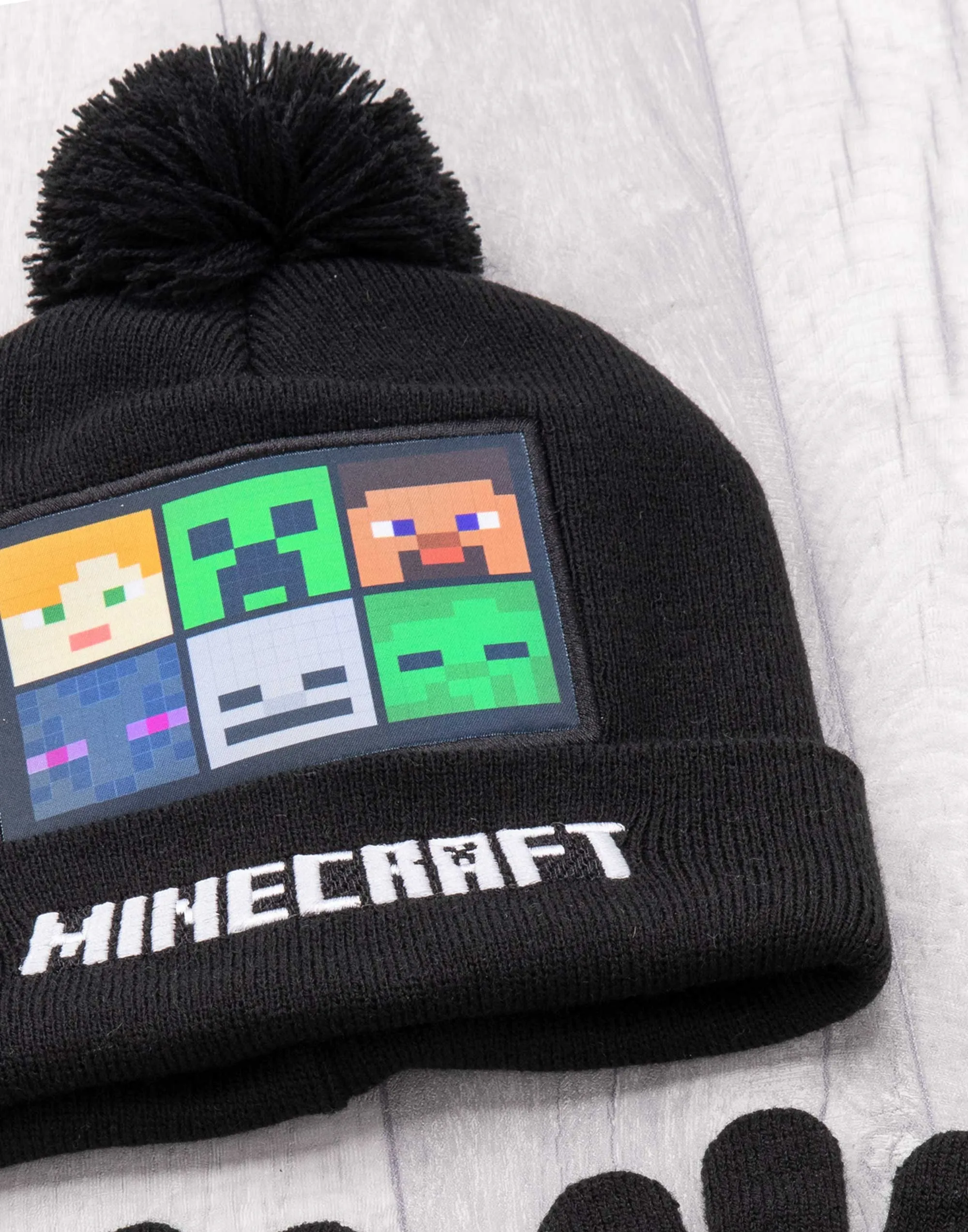 Minecraft Characters Boys Black Beanie Hat