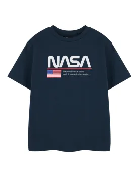 NASA Space Kids Unisex Kids Blue Short Sleeved T-Shirt