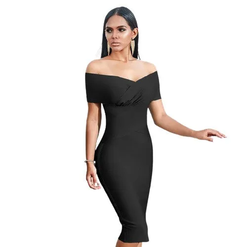 Off Shoulder Bandage Bodycon Trendy Dresses For Women