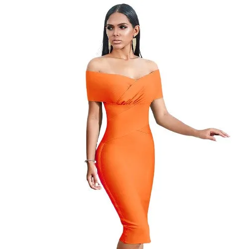 Off Shoulder Bandage Bodycon Trendy Dresses For Women